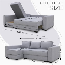 Sofa HOBEL CORNER LIZA PLUS F/P LIGHT GREY SCANDI 17 L (5) 