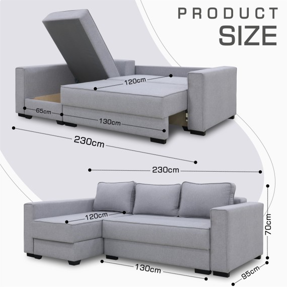 Sofa HOBEL CORNER LIZA PLUS F/P LIGHT GREY SCANDI 17 L (5) 