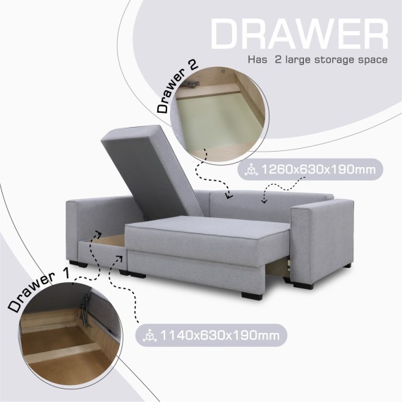 Sofa HOBEL CORNER LIZA PLUS F/P LIGHT GREY SCANDI 17 L (5) 