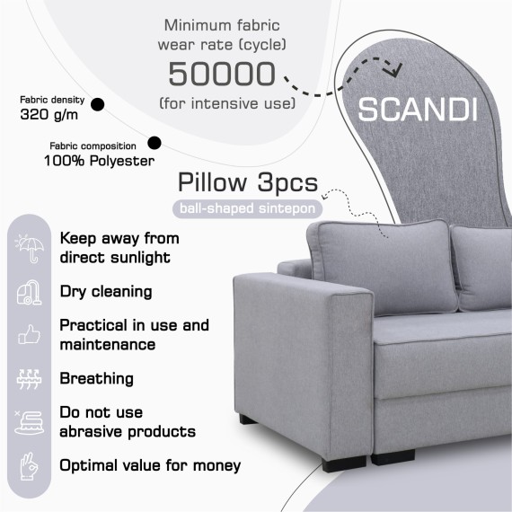 Sofa HOBEL CORNER LIZA PLUS F/P LIGHT GREY SCANDI 17 R (5) 