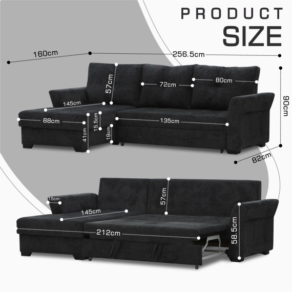 Sofa HOBEL CORNER TEXAS F/P DARK GREY BEATTO 1078 L (5) 