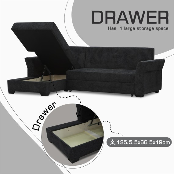 Sofa HOBEL CORNER TEXAS F/P DARK GREY BEATTO 1078 L (5) 