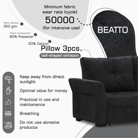 Sofa HOBEL CORNER TEXAS F/P DARK GREY BEATTO 1078 L (5) 