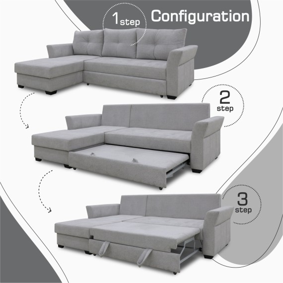 Sofa HOBEL CORNER TEXAS F/P LIGHT GREY BEATTO 1069 L (5) 
