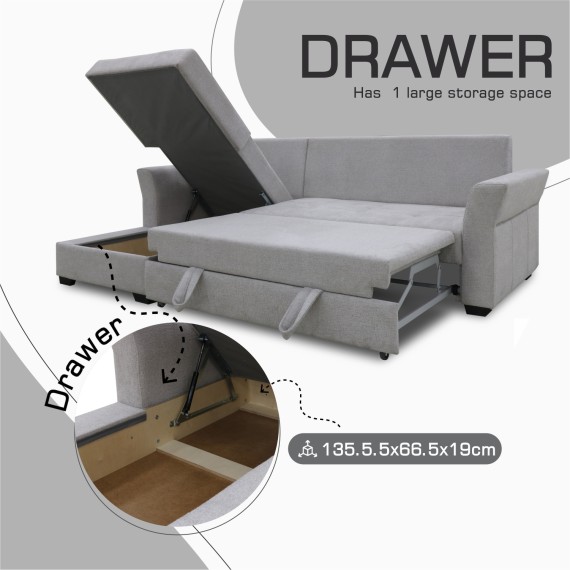 Sofa HOBEL CORNER TEXAS F/P LIGHT GREY BEATTO 1069 L (5) 