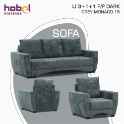 Гарнитур HOBEL LI 3+1+1 F/P DARK GREY MONACO 15 (5) 