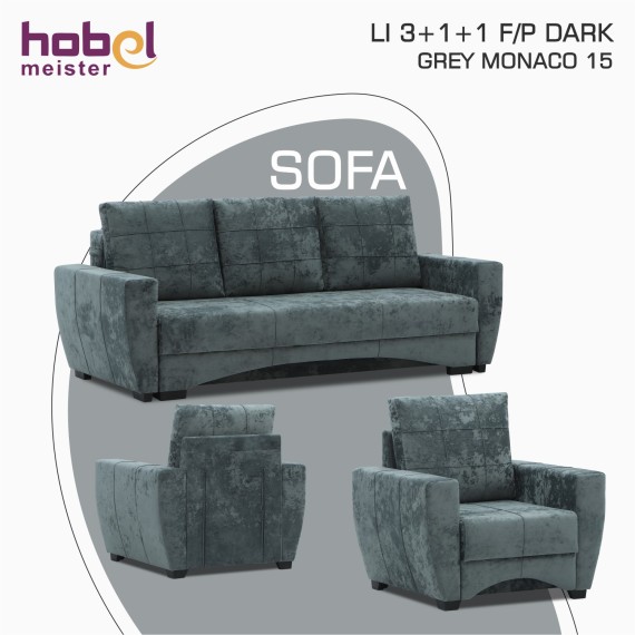 Հավաքածու HOBEL LI 3+1+1 F/P DARK GREY MONACO 15 (5) 