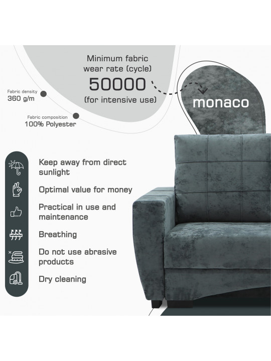 Sofa set HOBEL LI 3+1+1 F/P DARK GREY MONACO 15 (5) 