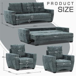 Гарнитур HOBEL LI 3+1+1 F/P DARK GREY MONACO 15 (5) 