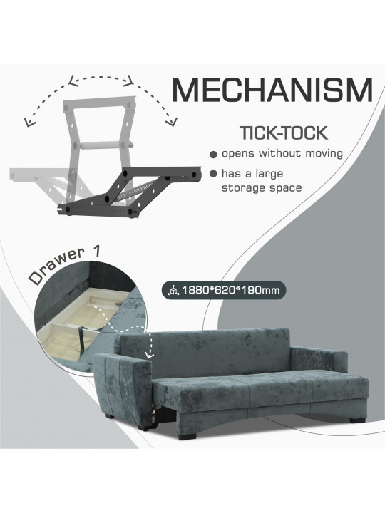 Sofa set HOBEL LI 3+1+1 F/P DARK GREY MONACO 15 (5) 