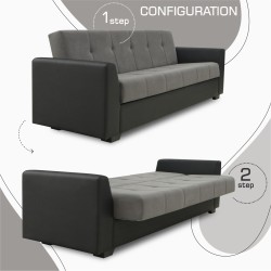 Гарнитур HOBEL MODERN LUX 3+1+1 F/R BLACK 4503/ DARK GREY LEONARDO 15 (4) 