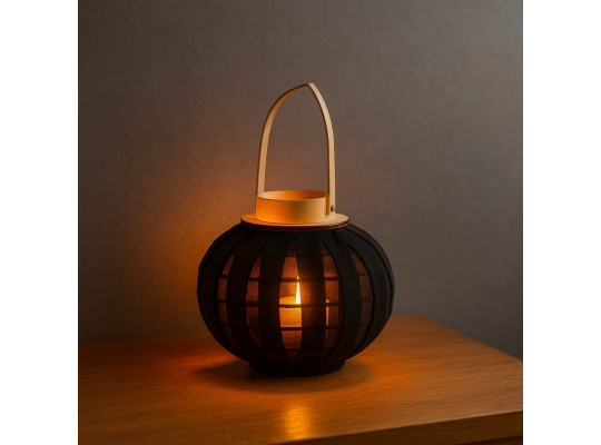 Candlestick KOOPMAN LANTERN WITH GAUZE 25X21CM BLA (435102030)