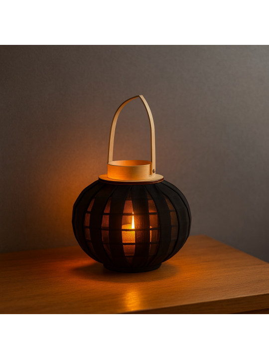 Candlestick KOOPMAN LANTERN WITH GAUZE 25X21CM BLA (435102030)