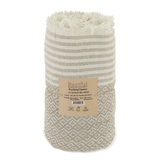 Plaid RESTFUL AC 220X240 SBL BEIGE 