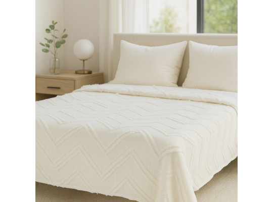 Մահճակալի ծածկոց RESTFUL NAKI01 180X250 LIGHT CREAM 
