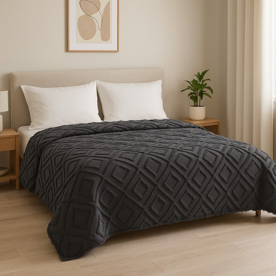 Bed cover RESTFUL NAKI01 250X250 DARK GREY 