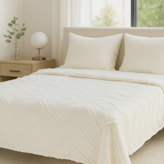 Bed cover RESTFUL NAKI01 250X250 LIGHT CREAM 