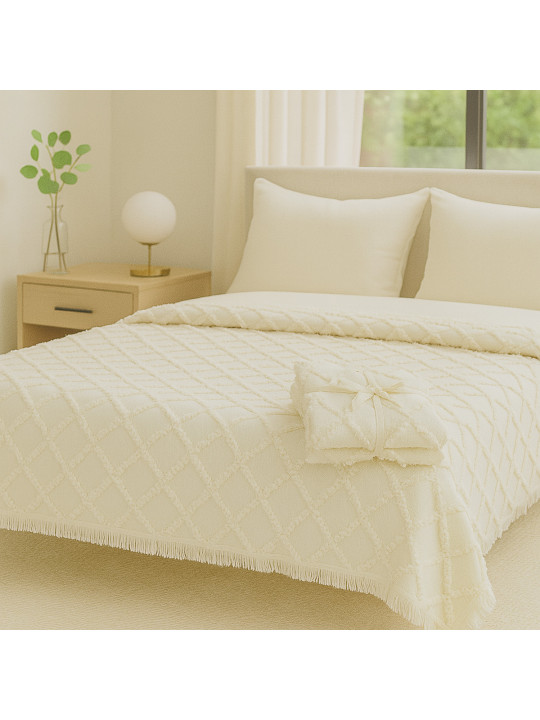 Մահճակալի ծածկոց RESTFUL NAKI02 180X250 LIGHT CREAM 
