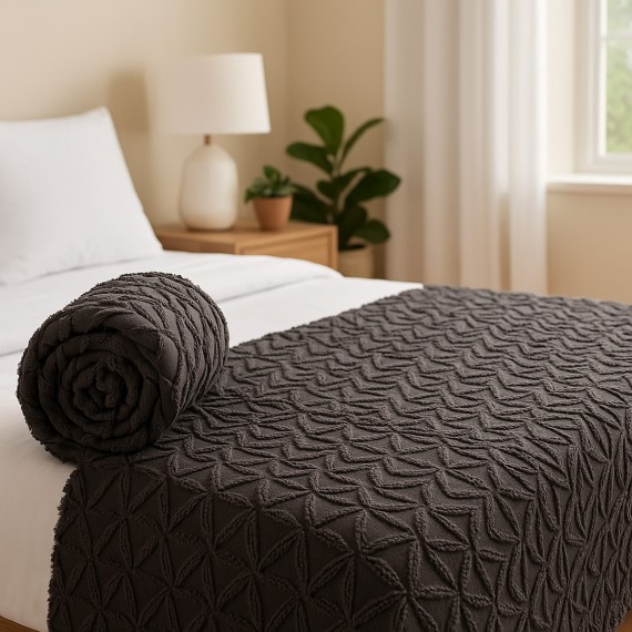 Bed cover RESTFUL NAKI03 250X250 DARK GREY 