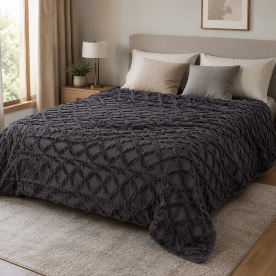 Մահճակալի ծածկոց RESTFUL NAKI03 180X250 DARK GREY 