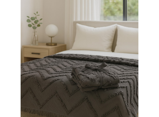 Մահճակալի ծածկոց RESTFUL NAKI05 180X250 DARK GREY 