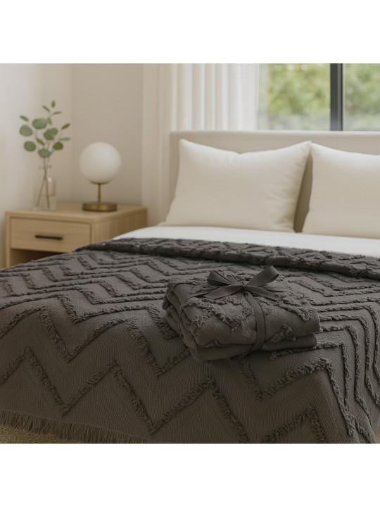 Մահճակալի ծածկոց RESTFUL NAKI05 180X250 DARK GREY 