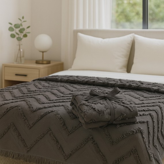 Bed cover RESTFUL NAKI05 180X250 DARK GREY 