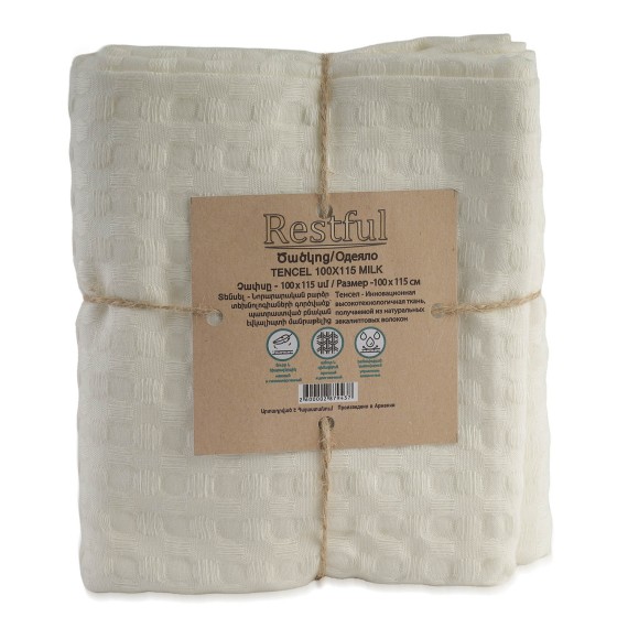 Plaid RESTFUL TENCEL 100X115 MILK 