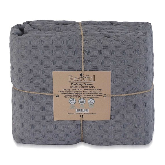 Plaid RESTFUL TENCEL 210X230 GREY 