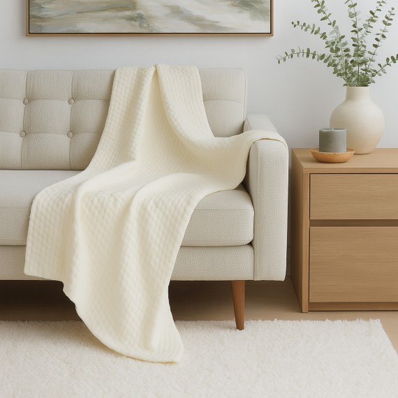 Plaid RESTFUL TENCEL 210X230 MILK 
