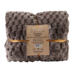 Plaid RESTFUL WELLSOFT CUBE 115X155 SILVER BEIGE 