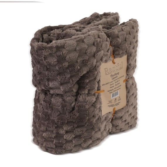 Plaid RESTFUL WELLSOFT CUBE 150X240 SILVER BEIGE 