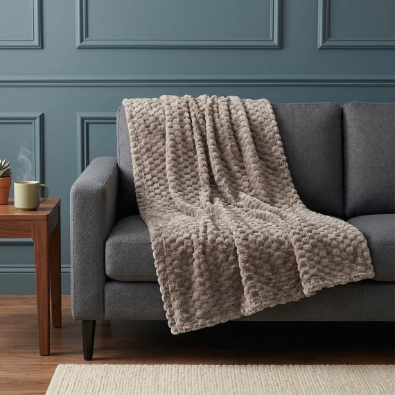 Plaid RESTFUL WELLSOFT CUBE 150X240 SILVER BEIGE 