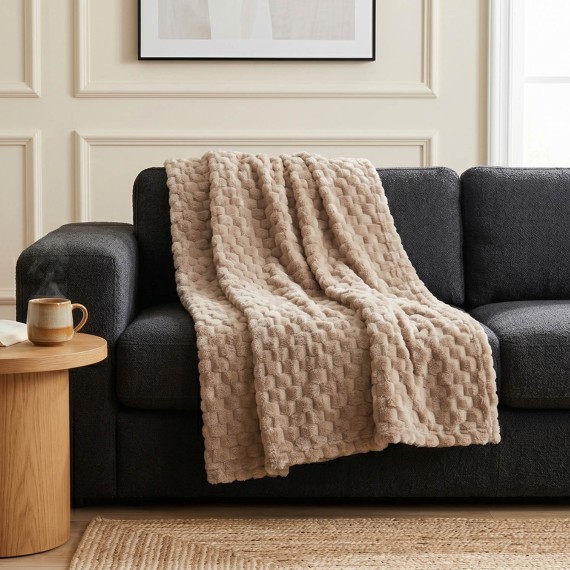 Plaid RESTFUL WELLSOFT CUBE 240X240 BEIGE 