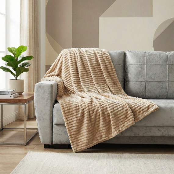 Plaid RESTFUL WELLSOFT LINE 115X155 BEIGE 