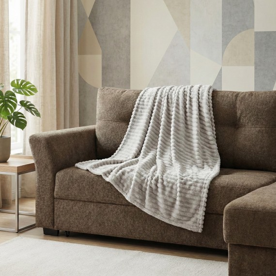Plaid RESTFUL WELLSOFT LINE 115X155 LIGHT GREY 