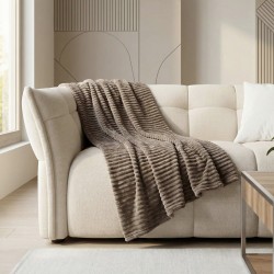 Plaid RESTFUL WELLSOFT LINE 115X155 SILVER BEIGE 