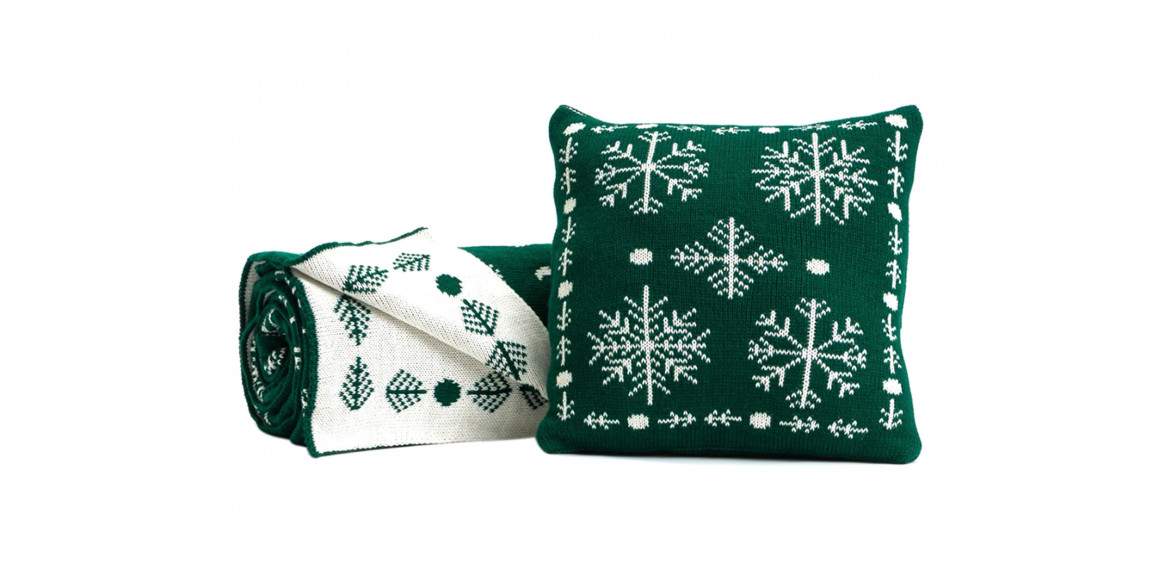 Плед APEX KNITTED BLANKET & PILLOW CHRISTMAS SET 130X170 GREEN 