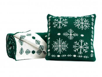 Plaid APEX KNITTED BLANKET & PILLOW CHRISTMAS SET 130X170 GREEN 