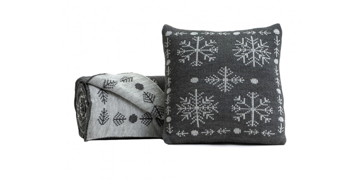 Плед APEX KNITTED BLANKET & PILLOW CHRISTMAS SET 130X170 GREY 