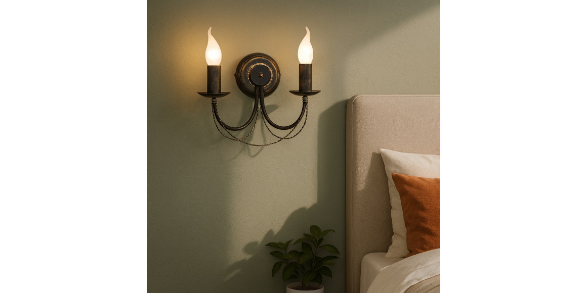Sconce SEVERNIY SVET PALERMO 2-Р. ЧЕРНОЕ ЗОЛОТО E14 
