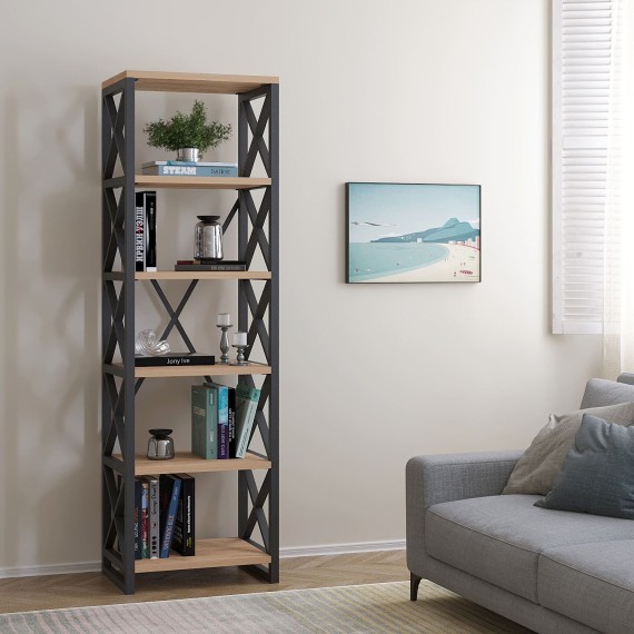 Книжный шкаф и стеллаж HOBEL LOFT-SH-139-L BLACK/ K003 (1) 