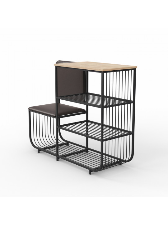 Тумба для обуви HOBEL WMX-SH-666 METAL BLACK BROWN L (1) 