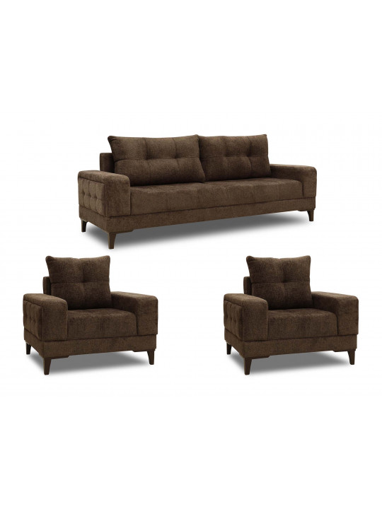 Sofa set HOBEL AGATA 3+1+1 DARK BROWN BEATTO1005 (3) 