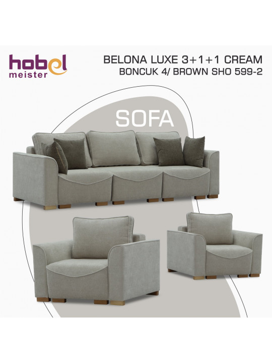 Հավաքածու HOBEL BELONA LUXE 3+1+1 CREAM BONCUK 4/ BROWN SHO 599-2 (13) 
