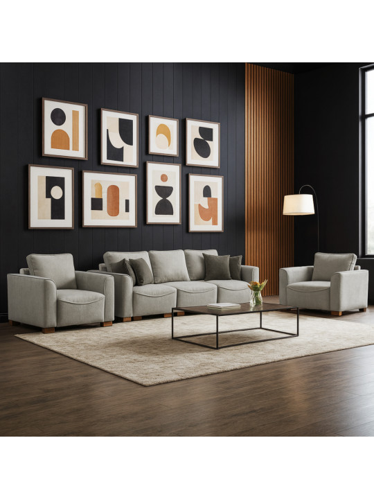 Հավաքածու HOBEL BELONA LUXE 3+1+1 CREAM BONCUK 4/ BROWN SHO 599-2 (13) 