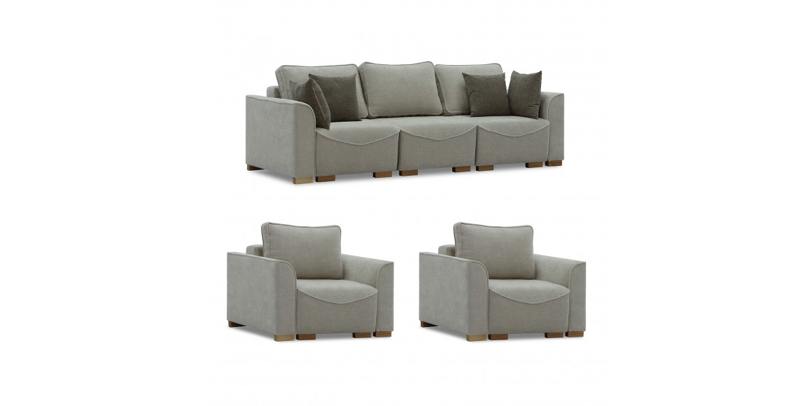 Гарнитур HOBEL BELONA LUXE 3+1+1 CREAM BONCUK 4/ BROWN SHO 599-2 (13) 