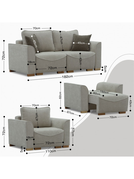 Հավաքածու HOBEL BELONA LUXE 3+2+1 CREAM BONCUK 4/ BROWN SHO 599-2 (15) 