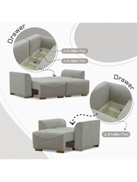 Հավաքածու HOBEL BELONA LUXE 3+2+1 CREAM BONCUK 4/ BROWN SHO 599-2 (15) 