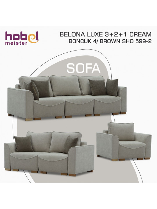 Հավաքածու HOBEL BELONA LUXE 3+2+1 CREAM BONCUK 4/ BROWN SHO 599-2 (15) 